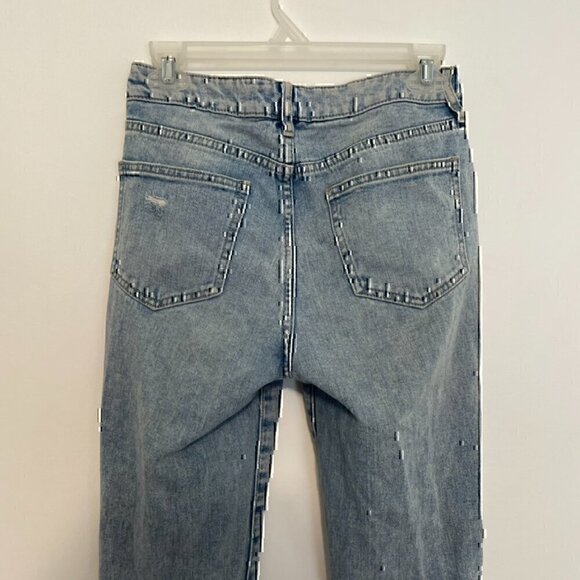 PACSUN Mom Jeans Light Wash Distressed Ripped High Waisted Cropped Crop Ankle 24 - Picture 11 of 13